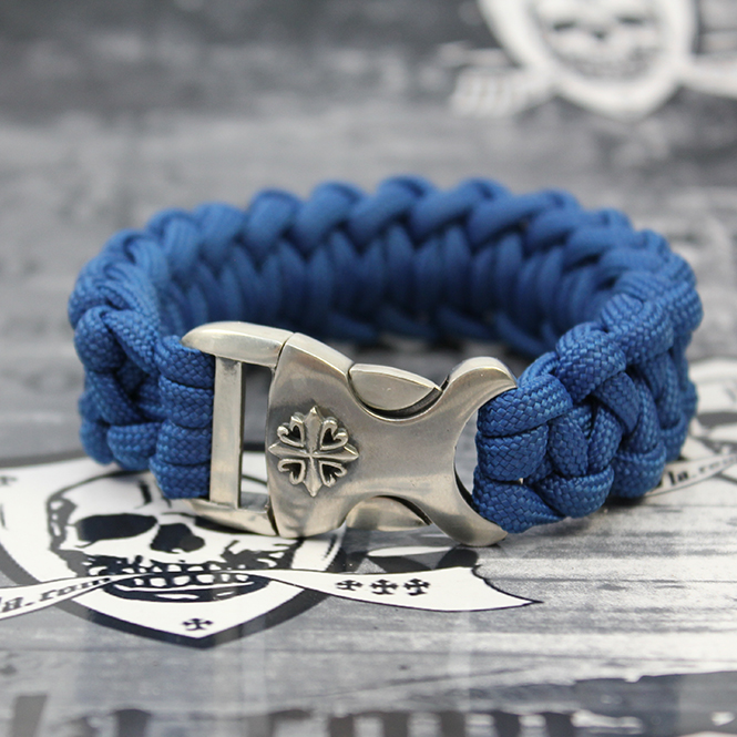 JJJ LA Paracord Armband "blue Cross" mit 925er Silberschließe Länge: 190 mm 