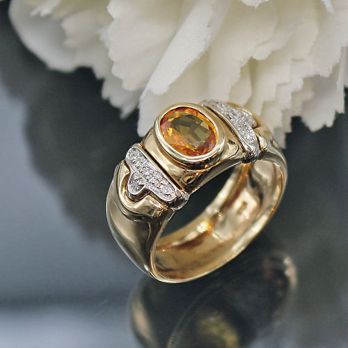 Citrin Diamant Ring 585 Gelbgold Gr. 54 