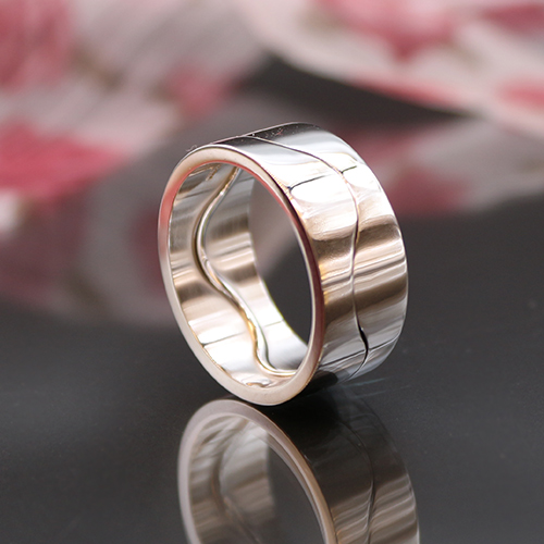 Niessing Ring mit Wellen-Design 750 Weißgold Hochglanz poliert 