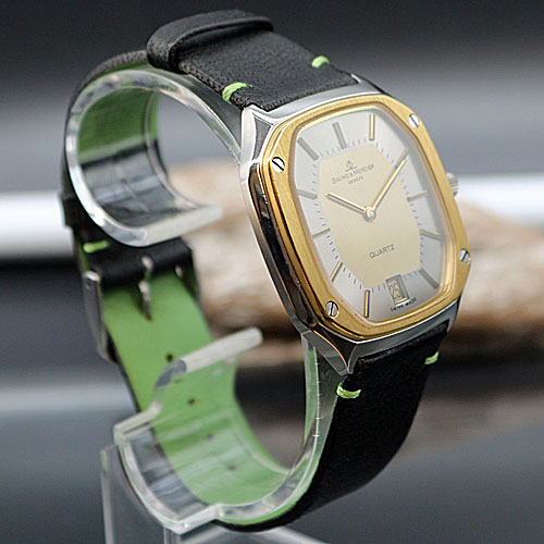 Juweliere Winter Sehr schone Vintageuhr von Baume Mercier Geneve Herren Quarzuhr Stahl Gold 18K Ref. 4100.018 ca. 36 mm